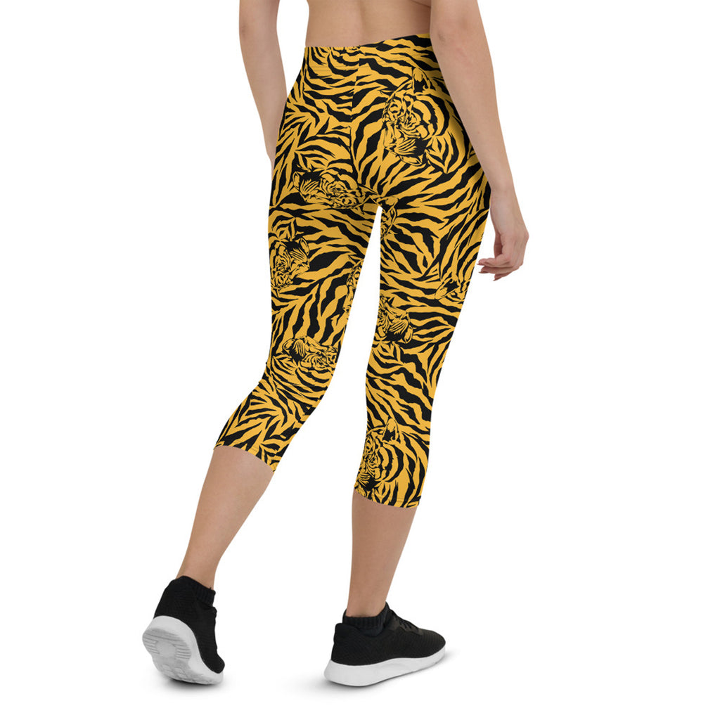 Legging Capri Tigre Jaune pour Femme