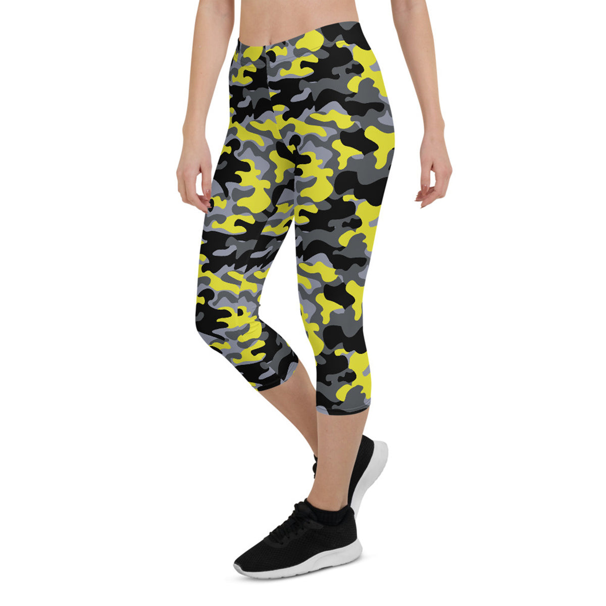 Legging corsaire camouflage jaune et gris
