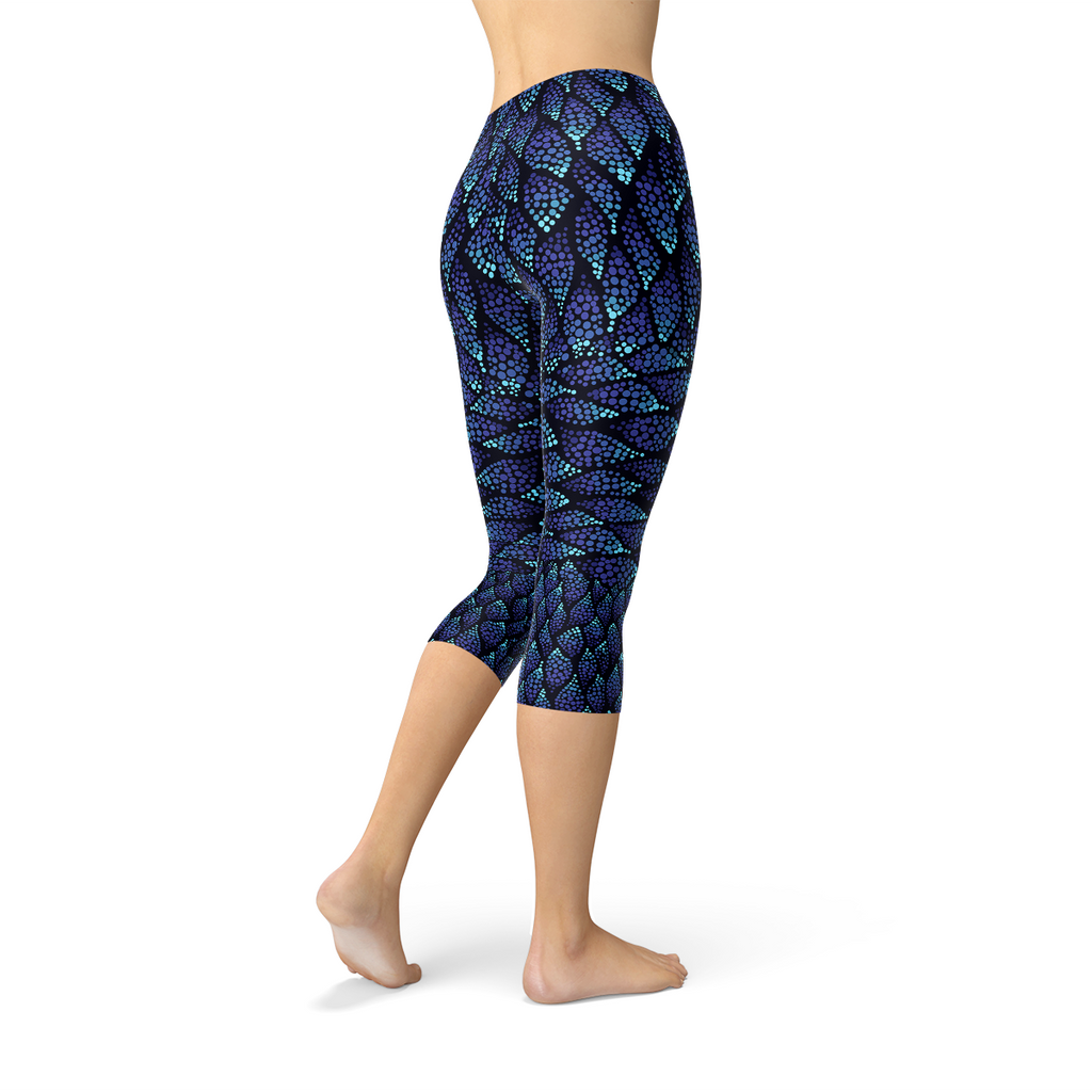 Leggings capri de sirena azules para mujer