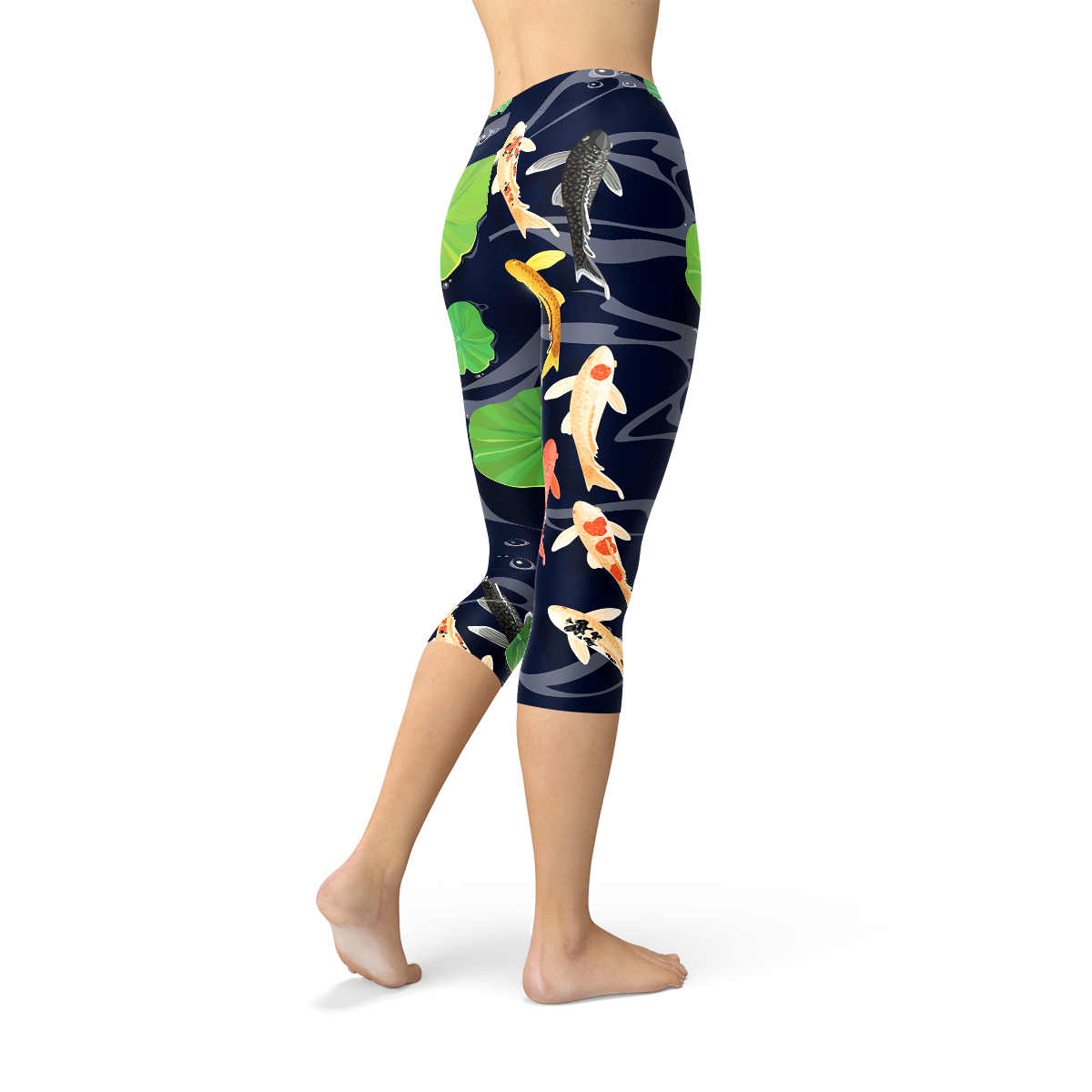 Corsaire leggings femme motif carpe koï dans un étang