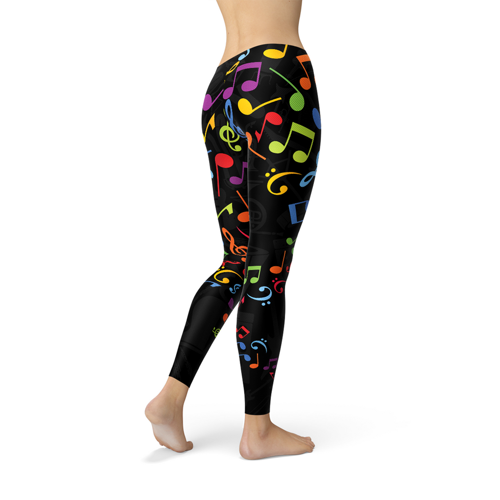 Legging coloré pour femme à motifs de notes de musique