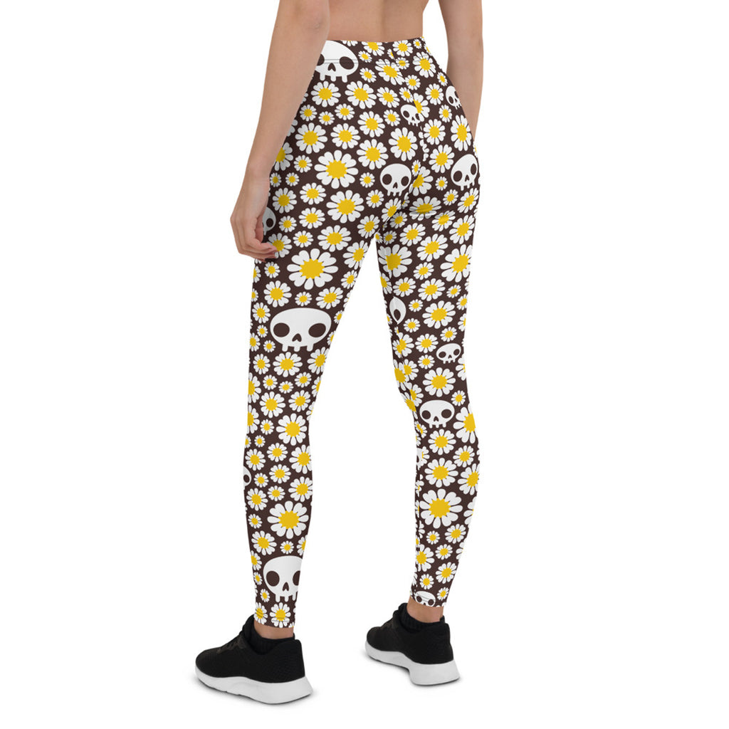 Leggings de margaritas y calaveras para mujer