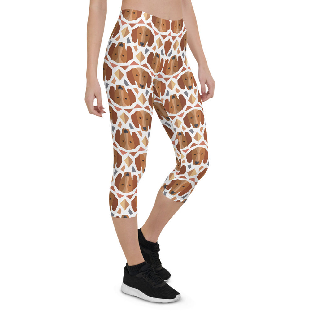 Leggings capri de mujer con estampado de perro salchicha (Doxie)