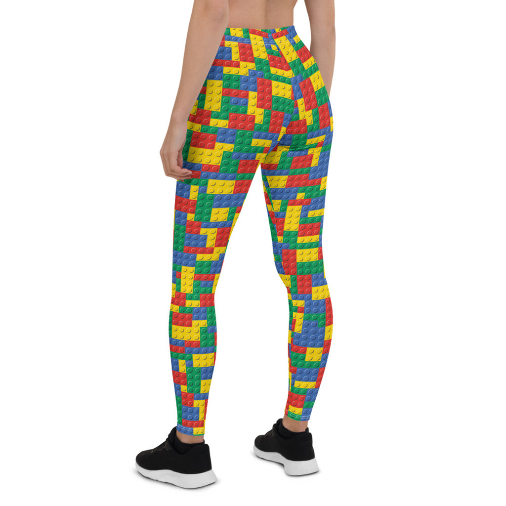 Leggings coloridos de bloques de construcción para mujer