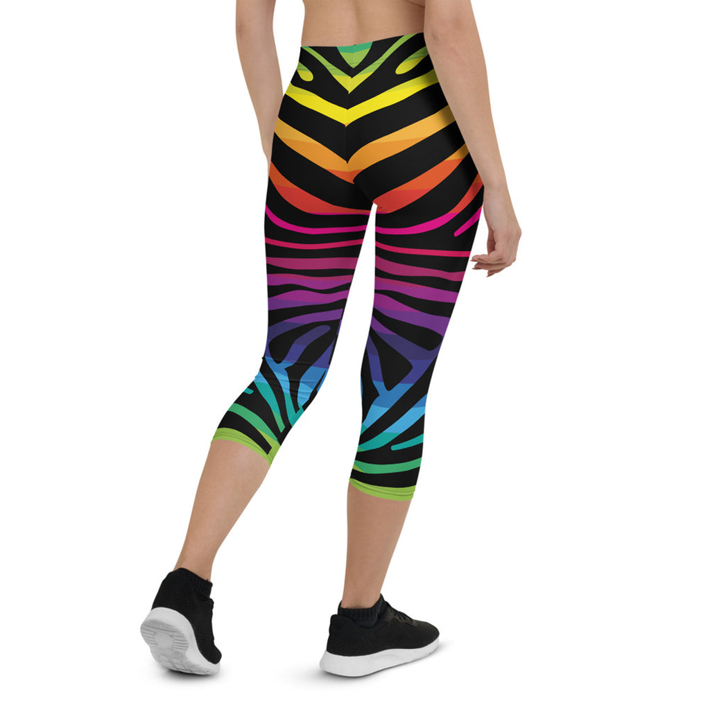 Legging Capri rayures zébrées arc-en-ciel