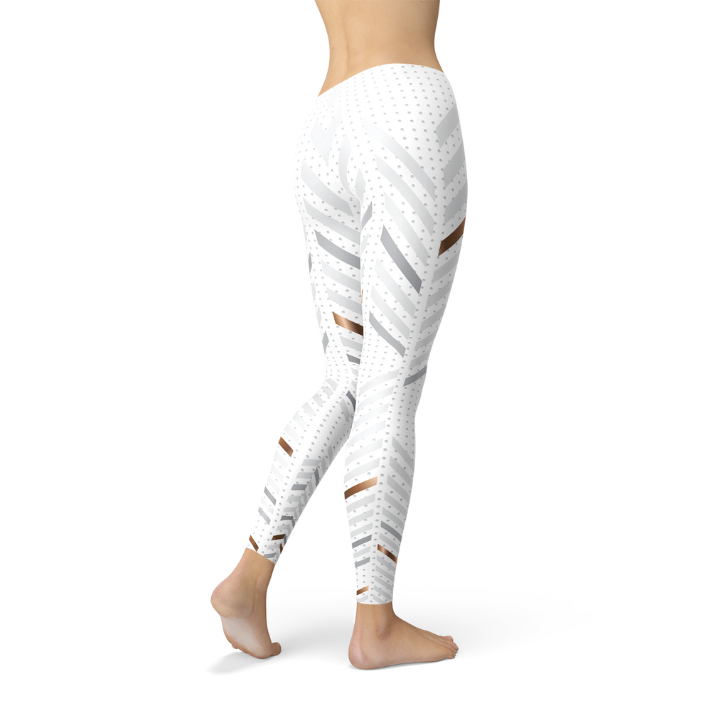 Legging blanc à rayures pour femme