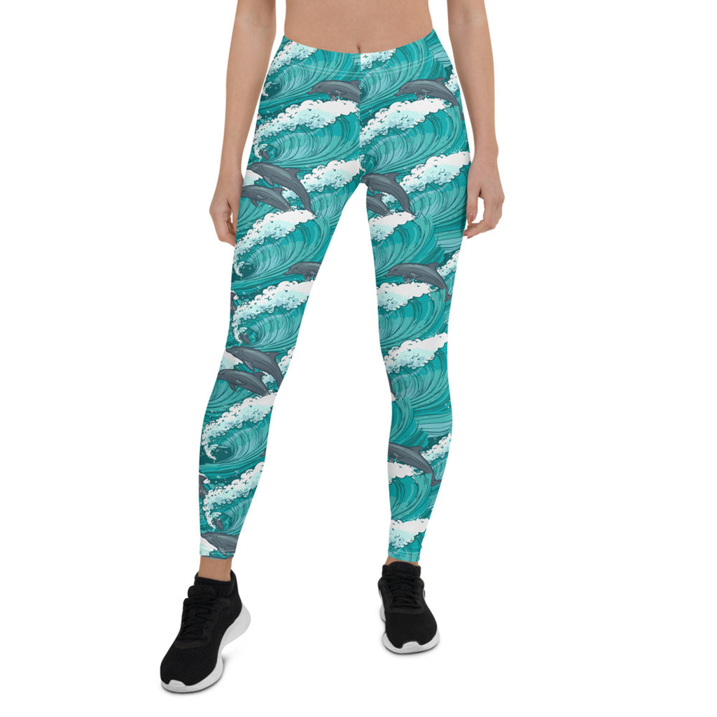 Legging Femme Dauphin et Vagues
