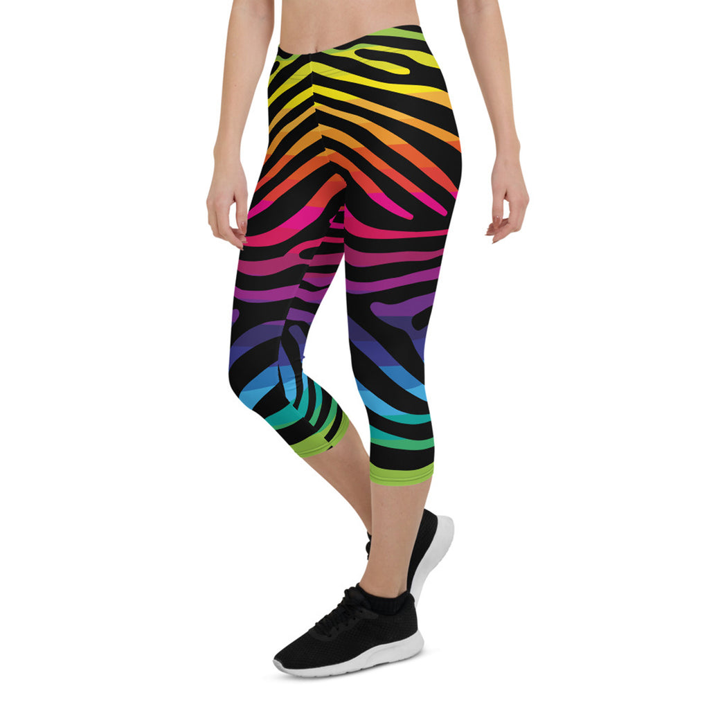 Legging Capri rayures zébrées arc-en-ciel