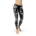 Legging femme noir imprimé chat magique