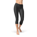 Leggings capri de fibra de carbono negros para mujer