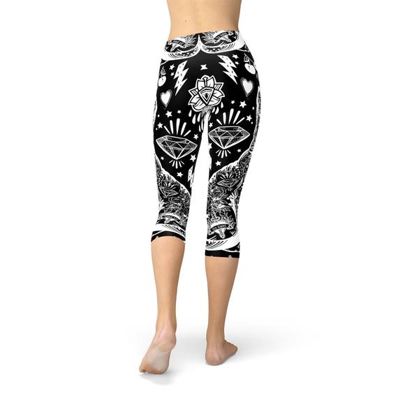Legging Capri Femme Chat Magique Noir
