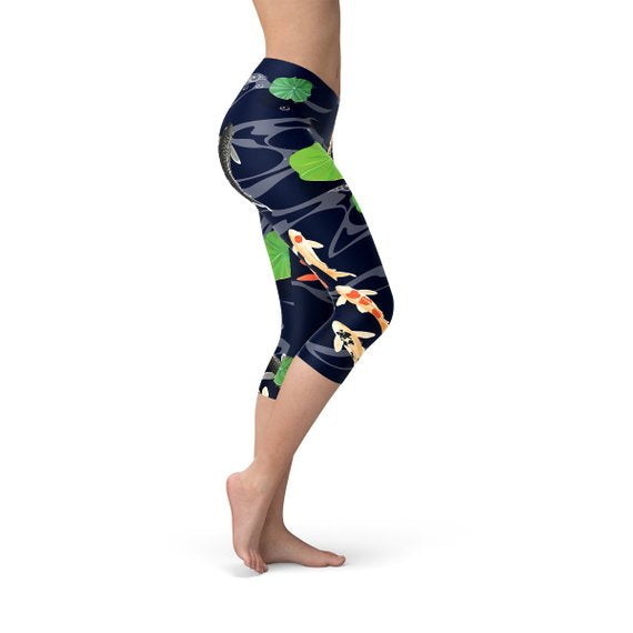 Legging Capri pour femme motif carpes koï dans un bassin