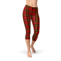 Leggings capri de tartán a cuadros rojos para mujer