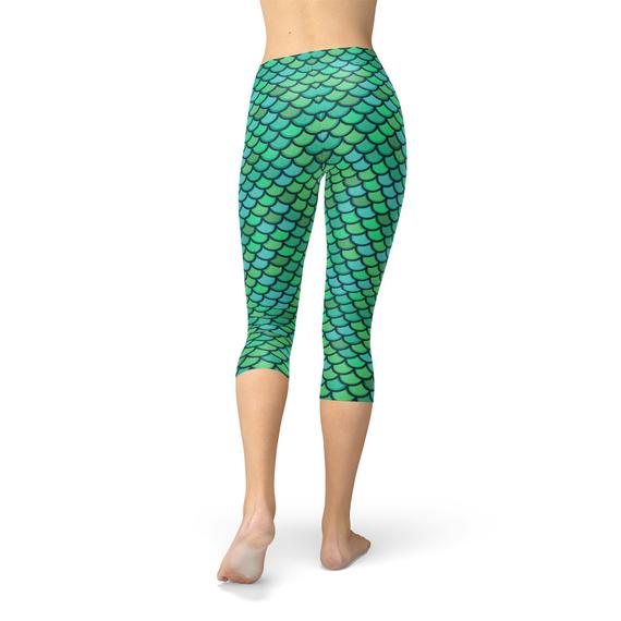 Legging Capri sirène vert pour femme