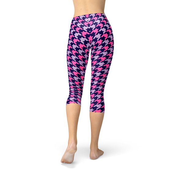 Legging Capri Pied-de-poule Rose Violet