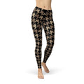 Legging pied-de-poule beige marron pour femme