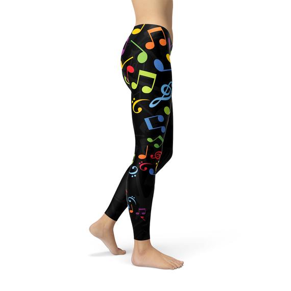 Legging coloré pour femme à motifs de notes de musique