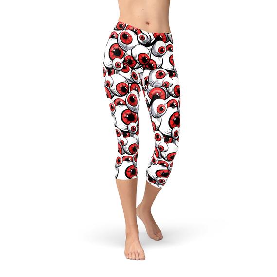 Legging Capri pour femme à motif d'yeux rouges