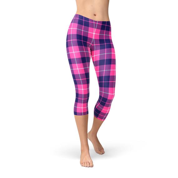 Leggings capri a cuadros para mujer