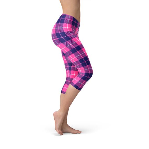 Leggings capri a cuadros para mujer